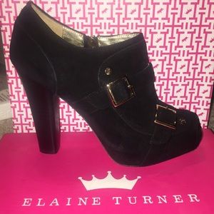 Elaine Turner Black Suede Booties